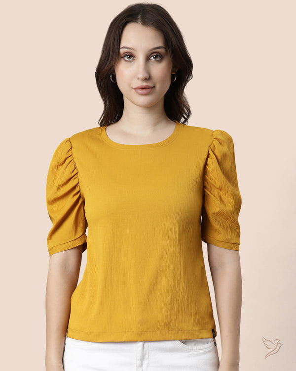 Mustard Women Crumple Short Top