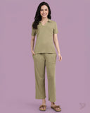 Textured Pant Co-ord Set - Matcha
