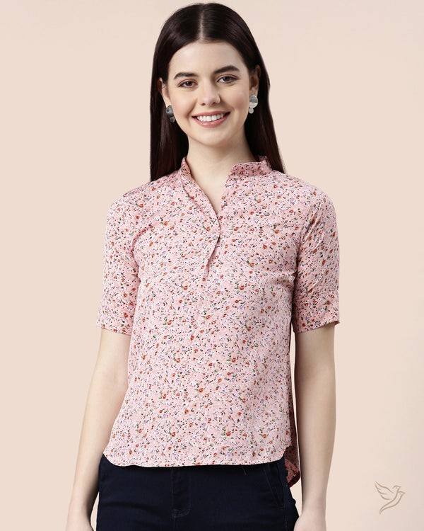 Women Placket Poly Top