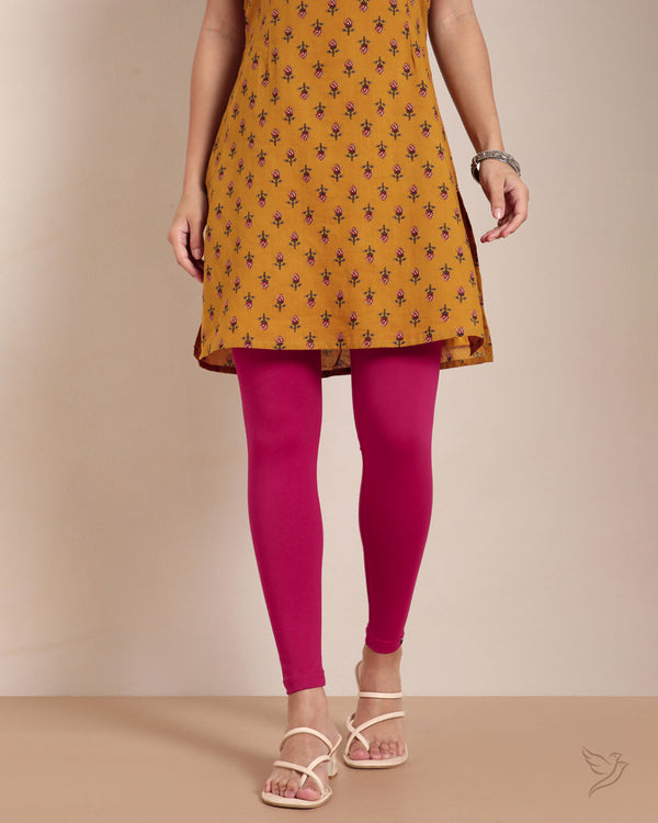 Cotton Ankle Legging - Bubble Gum