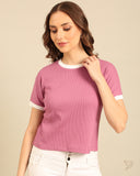 Dolman Sleeve Rib Tee - Wild Rose