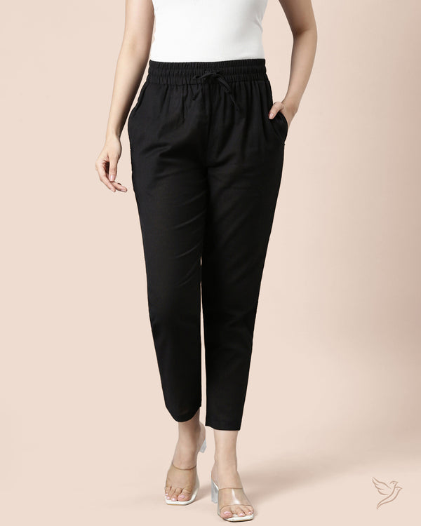 Linen Straight Pant - Black