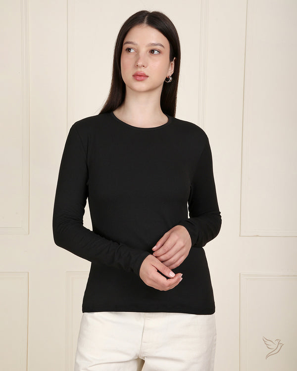 Sleek Fit Full Sleeve Tee - JetBlack
