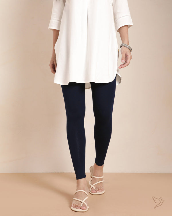Viscose Ankle Legging - Navy Ribbon