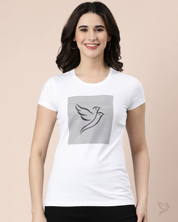 Women Slim Fit Letter Tee