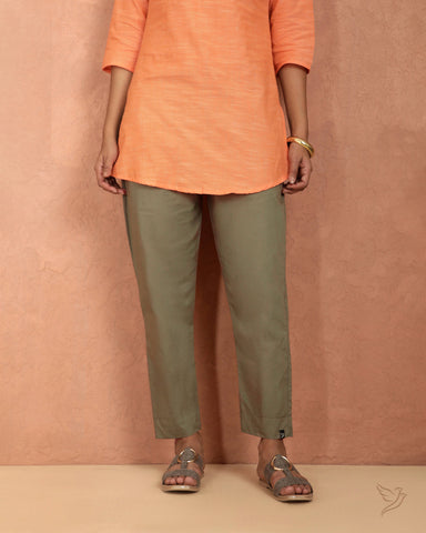Cotton Kurti Pant - Green Army