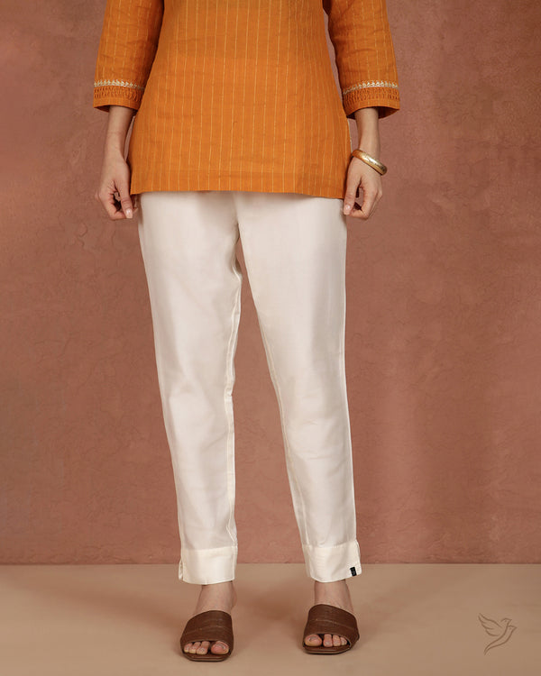 Metallic Straight Pant - Metallic White