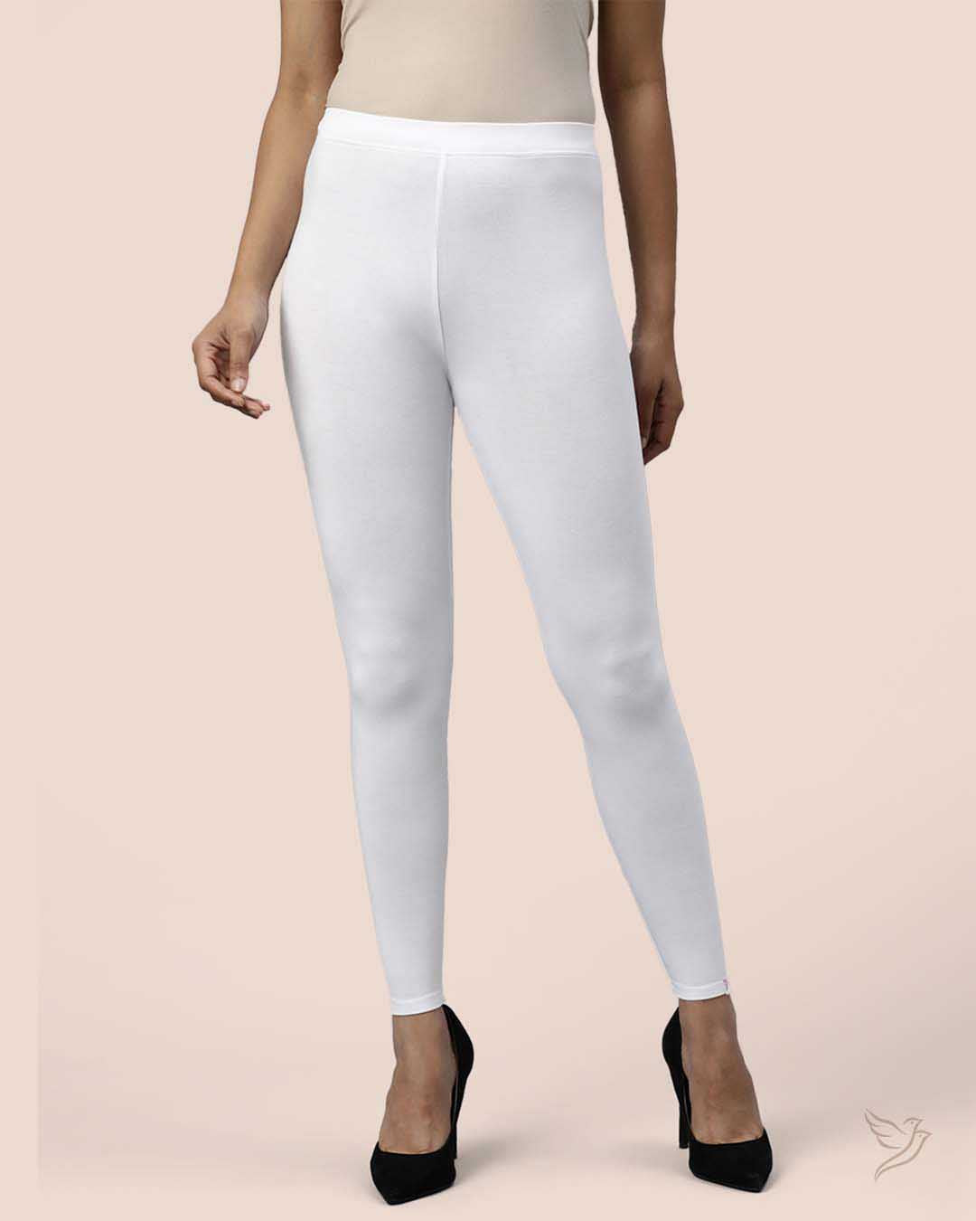 White Bamboo Ankle Leggings