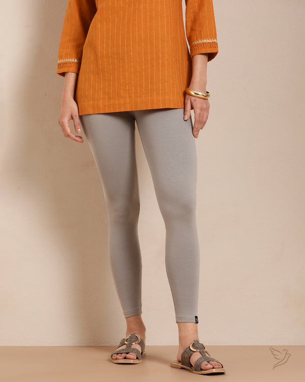 Cotton Ankle Legging - Grey Smoke