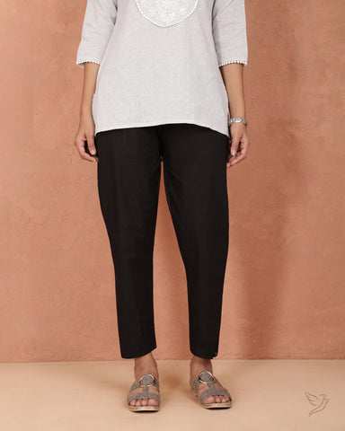 Cotton Kurti Pant - Carbon Black