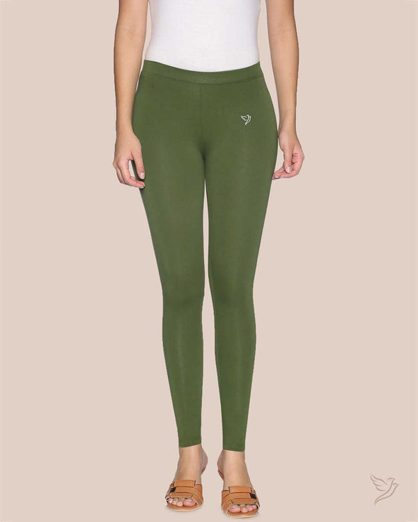 Green Tree Cotton Ankle Legging