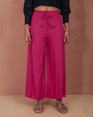 Solid Wide Leg Palazzo - Bubble Gum