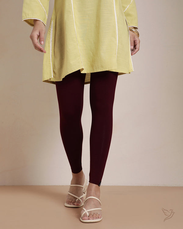 Viscose Ankle Legging - Wine
