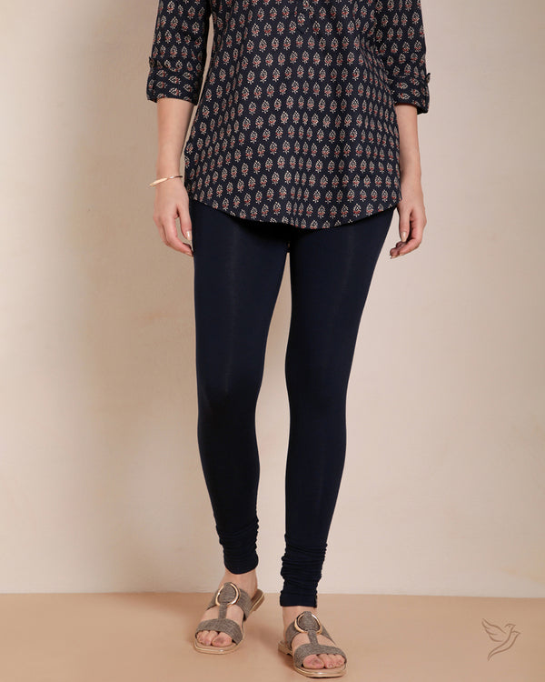 Viscose Churidar Legging - Navy Ribbon
