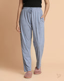 Rabbit printed Night Pants - Misty Blue Ash