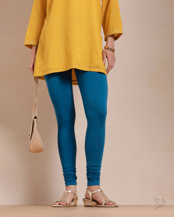Cotton Churidar Legging - Peacock Blue