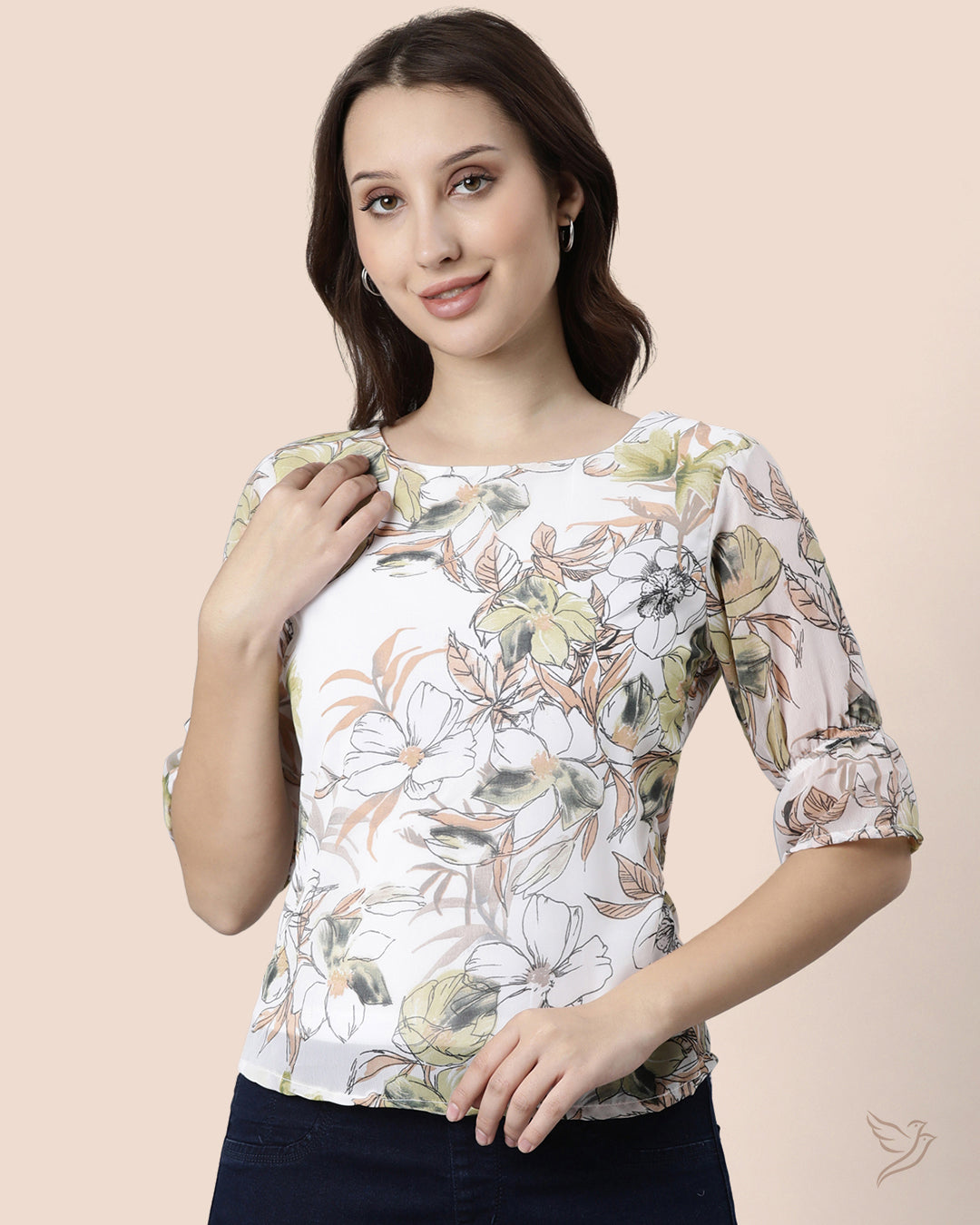 Milky Way-A008 Women Georgette Short Top 