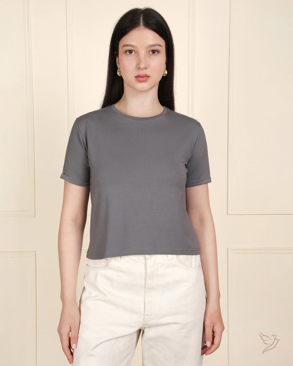 Folded Sleeve Tee - SteelGrey