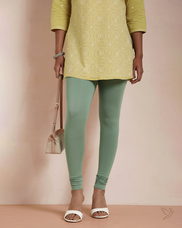Cotton Churidar Legging - Mint Olive