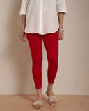 Viscose 7/8 High Ankle/Cropped Leggings - Crimson Red