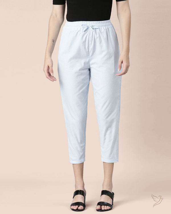 Women Striped Pant - Sky Blue