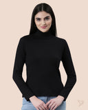 Turtle Neck Ribbed Tee - Black