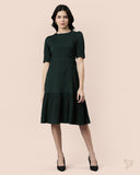 Solid Wrinkle Dress - Bottle Green