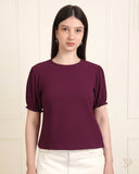 Textured Puff Sleeve Tee - GrapeVine