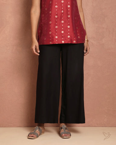 Solid Wide Leg Palazzo - Carbon Black
