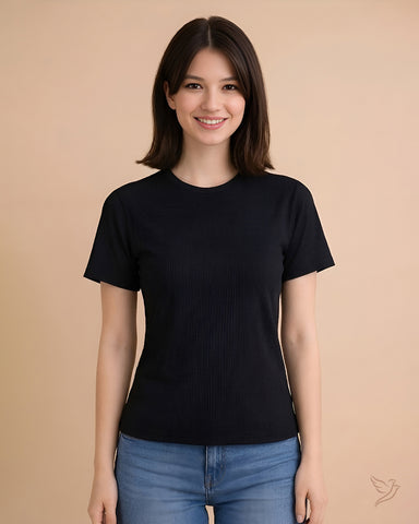 Round Neck Rib Tee