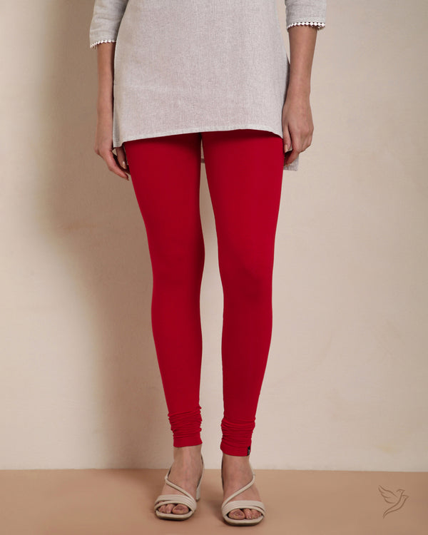 Viscose Churidar Legging - Tomato red