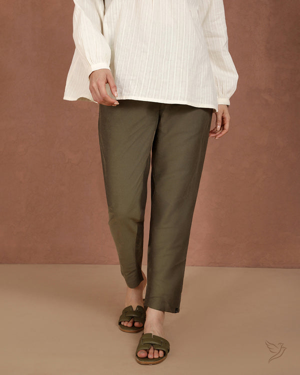 Metallic Straight Pant - Pine Tree