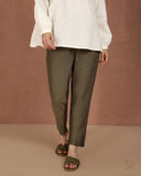 Metallic Straight Pant - Pine Tree