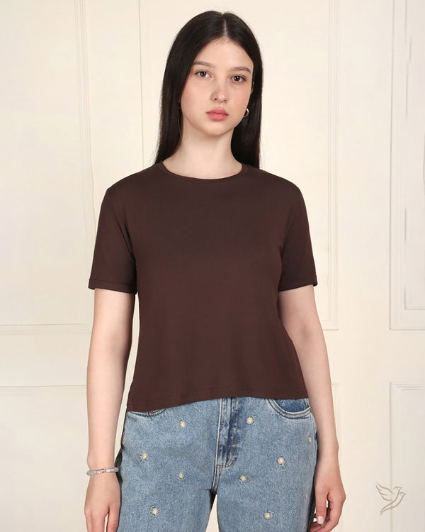 Folded Sleeve Tee - DarkChocolate