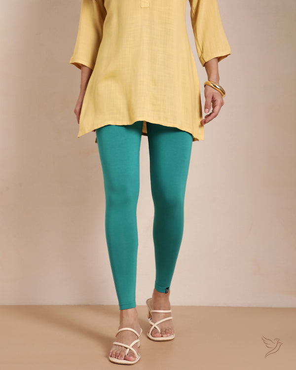 Viscose Ankle Legging - Lapis Green