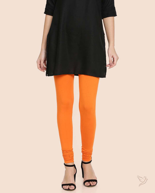 Fiery Orange Women Viscose Churidar Legging