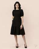 Solid Wrinkle Dress - Black