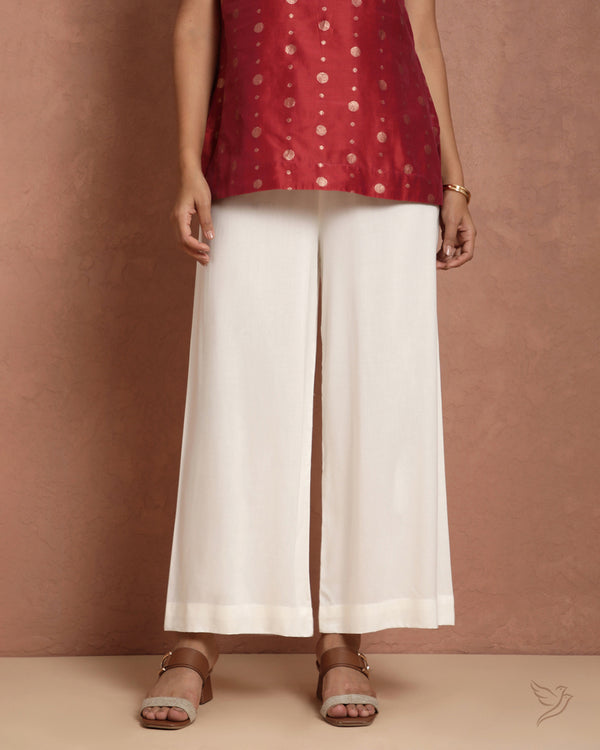 Solid Wide Leg Palazzo - Pearl White