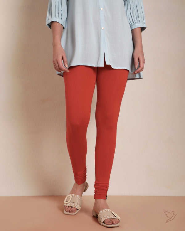 Viscose Churidar Legging - Terracota