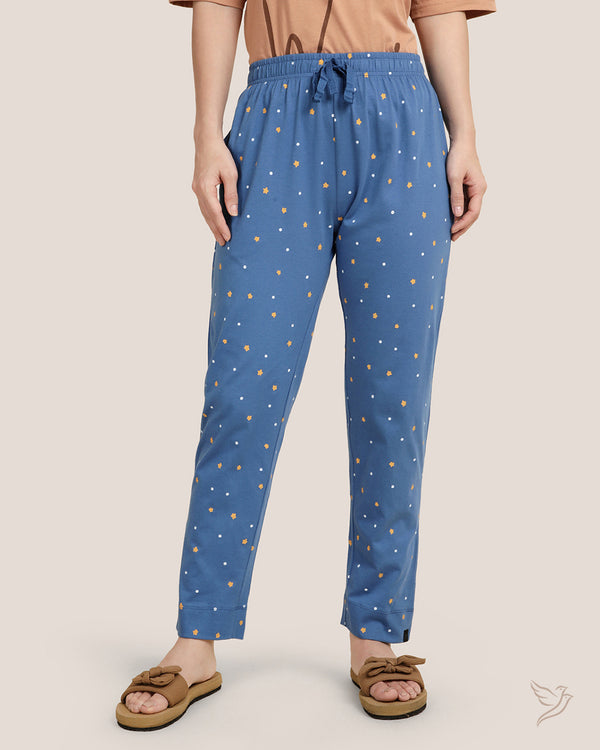Star Printed Night Pants - Blue