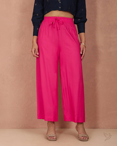 Solid Wide Leg Palazzo - Pink Paradise