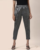 Lurex Straight Pants - Black