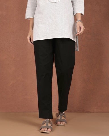 Cotton Stretch Straight Pant - Black Plus