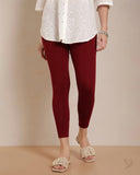 Viscose 7/8 High Ankle/Cropped Leggings - Cherry Berry
