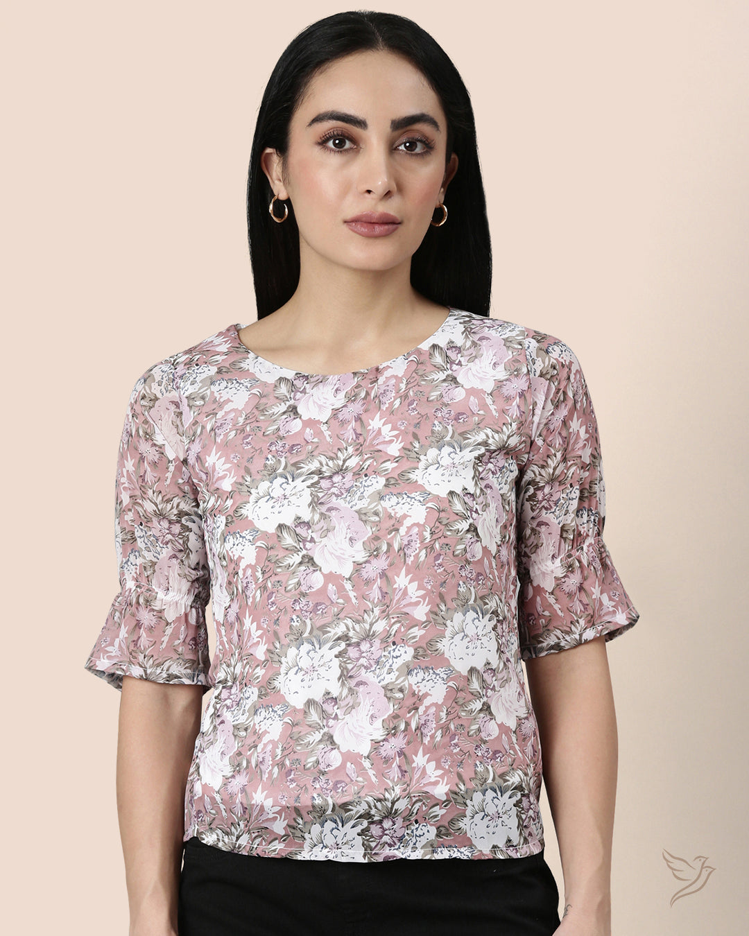 Peach Women Georgette Short Top