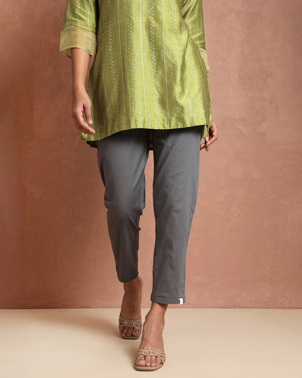Women Cotton Stretch Straight Pant - Anthrazite Grey