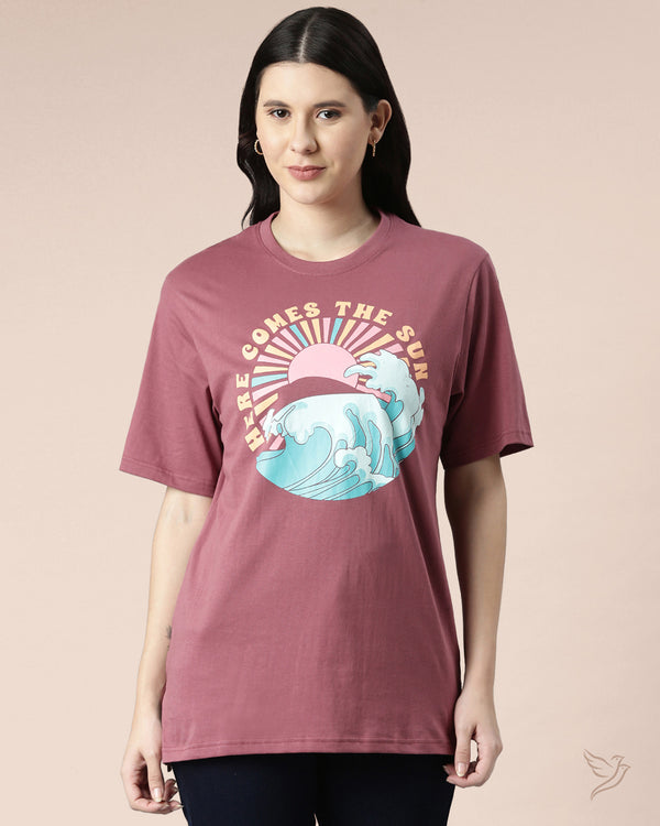 Women Oversize Long Tee - Grape Vine