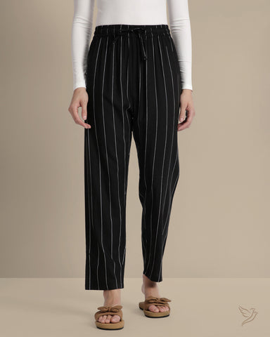 Striped Palazzo - Jet Black