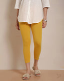 Viscose 7/8 High Ankle/Cropped Leggings - Candle Light