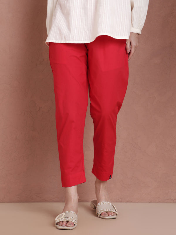Cotton Kurti Pant - Lipstick